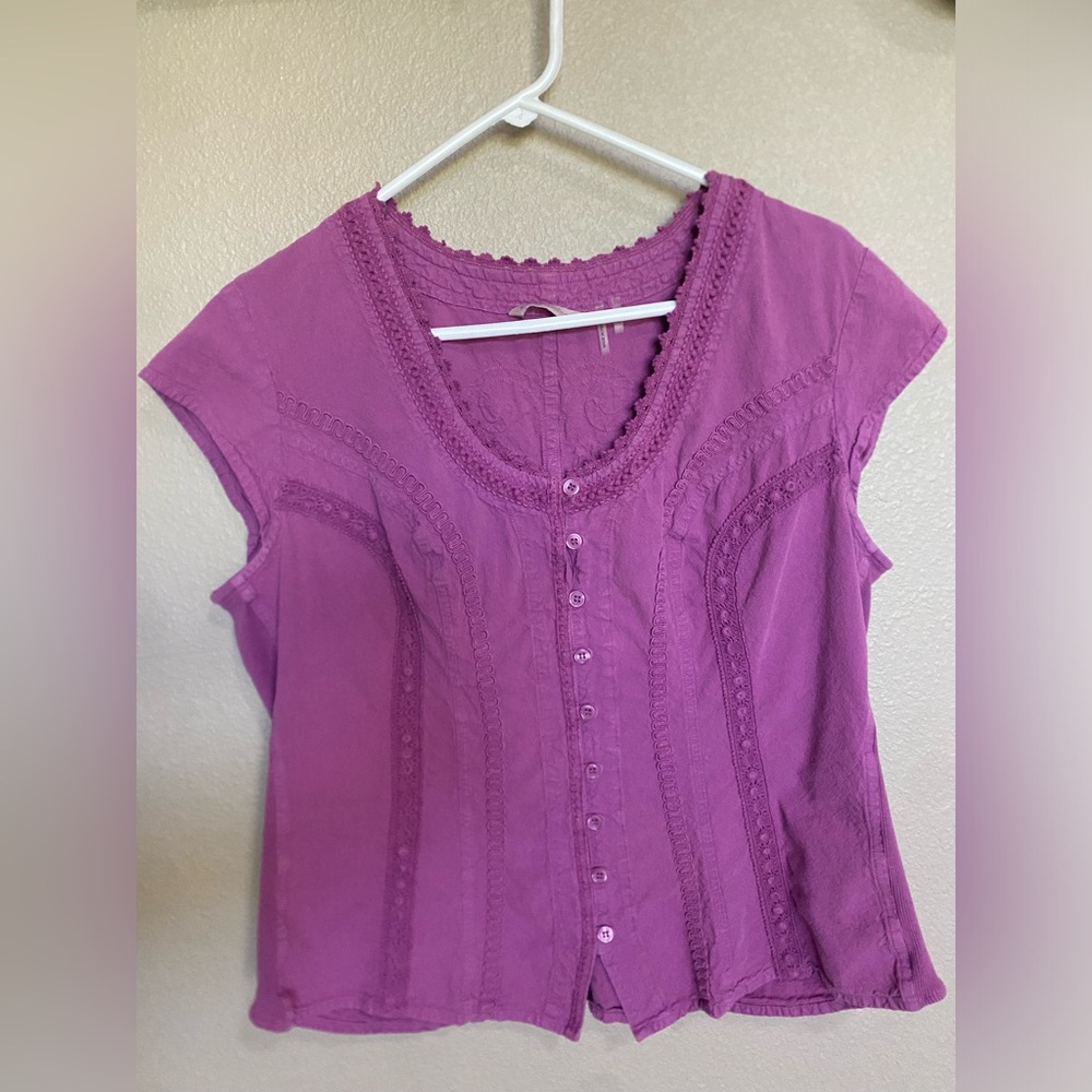 Soft Surroundings Violet Blouse with Button Detail